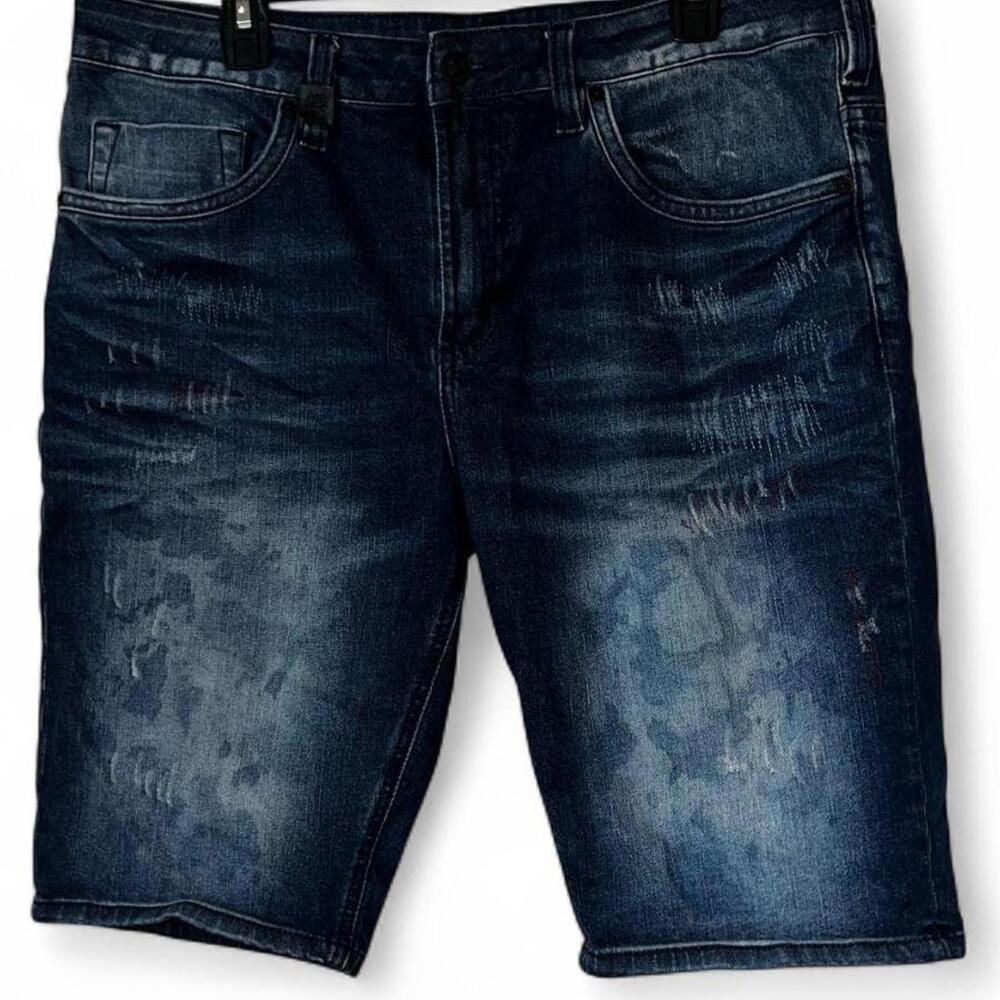 Buffalo David Bitton Parker-X Denim Shorts Mens 36 Slim Fit Stretch Dark Wash